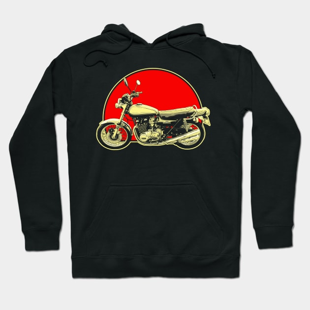 1972 Kawasaki Z1 Retro Red Circle Motorcycle Hoodie by Skye Bahringer